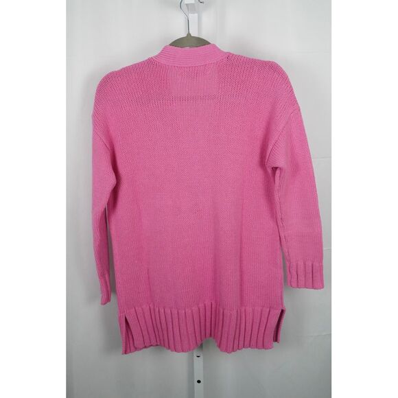 Loft XS Pink Chunk Button Down Grandpa Style Cardigan Front Pockets Ribbed Cuffs - Picture 5 of 5